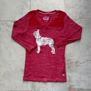 Final Touch Red Long Sleeve Tee with Dog Silhouette